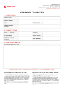 WARRANTY CLAIM FORM